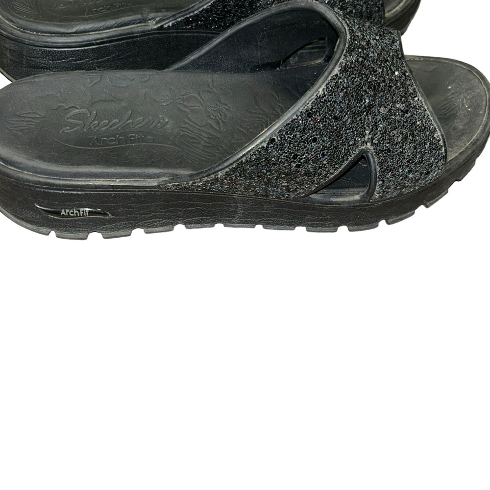Skechers Womens Foamies Arch Fit Footsteps Glitter Cross Band Slide size 8